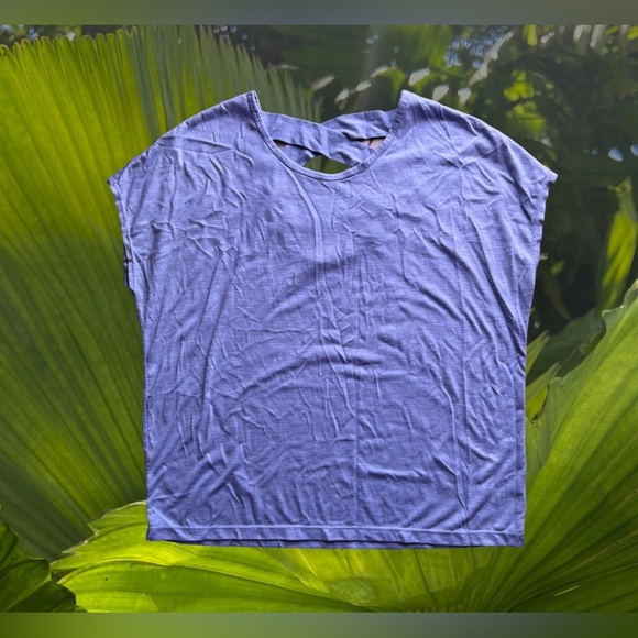 Gaiam Crossed Strap Tank Top blue/ gray Size M made in China cotton lightweight - Picture 3 of 12